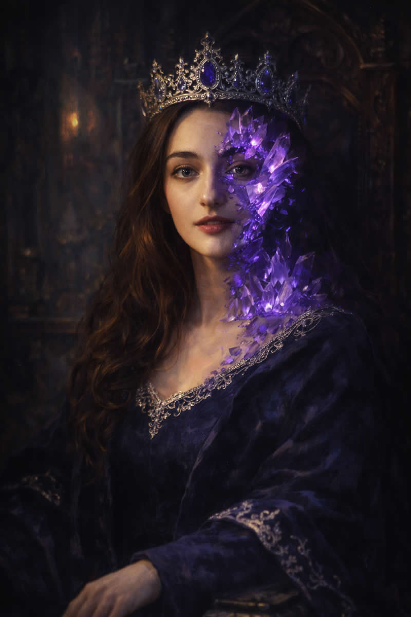 High-Fantasy Portrait of a Powerful Female Ruler - Cinematic Google Gemini AI Prompts for Stunning Female Model Portraits