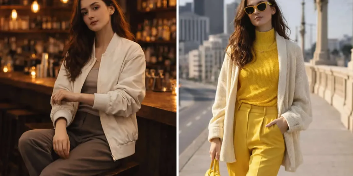 Two AI-generated female fashion model portraits