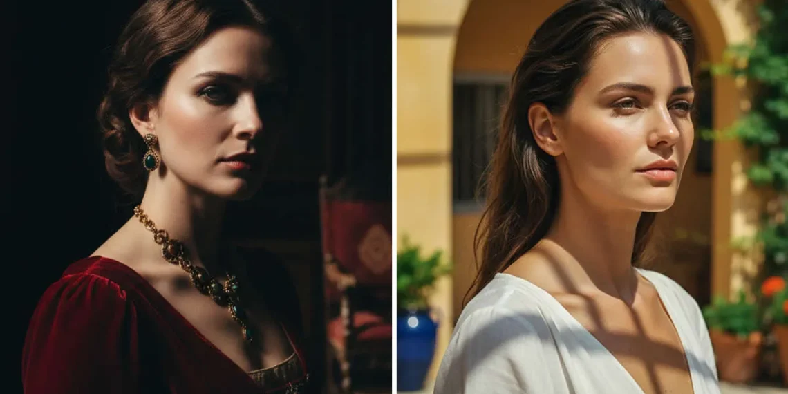 Hollywood-style female portrait comparison
