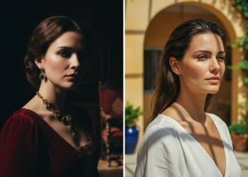 Hollywood-style female portrait comparison
