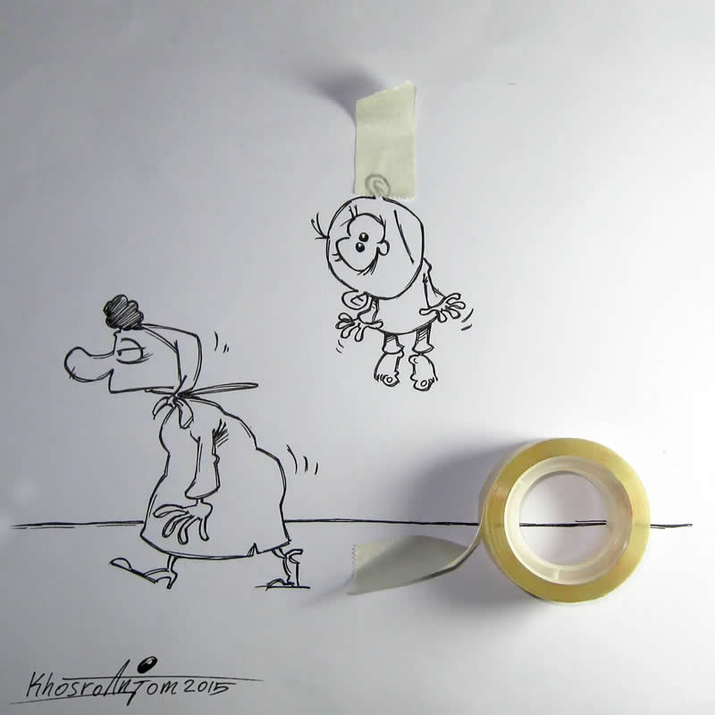 Hilarious Illustrations That Show How Majid Khosroanjom Transforms Real Objects Into Laughs