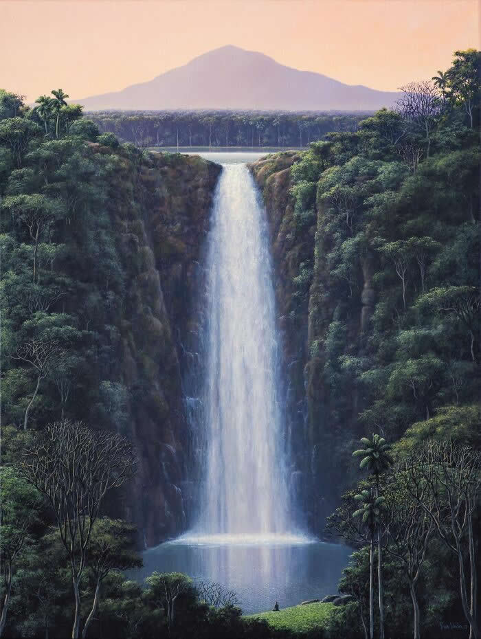 A veces la gracia parece una cascada - 2017, acrylic on linen - Landscape Paintings by Tomas Sanchez