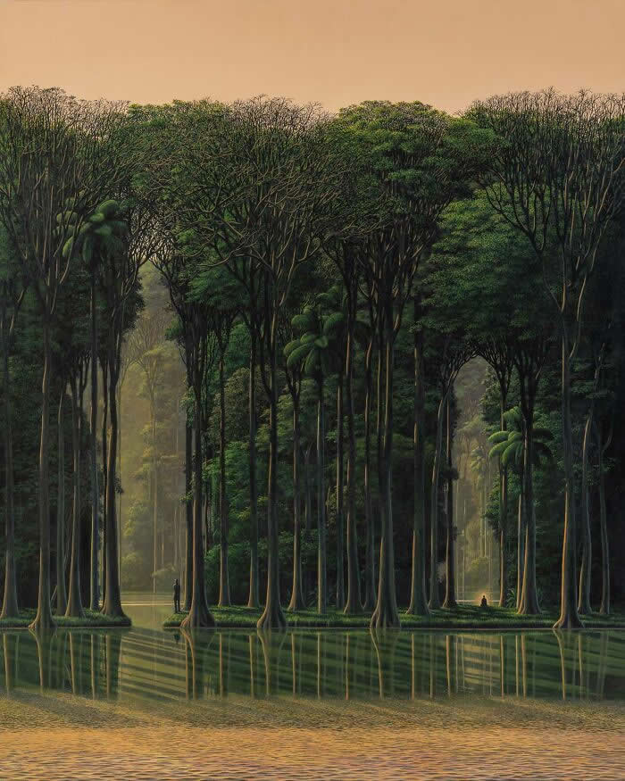 Light: outside, inside - 2021, acrylic on linen - Landscape Paintings by Tomas Sanchez