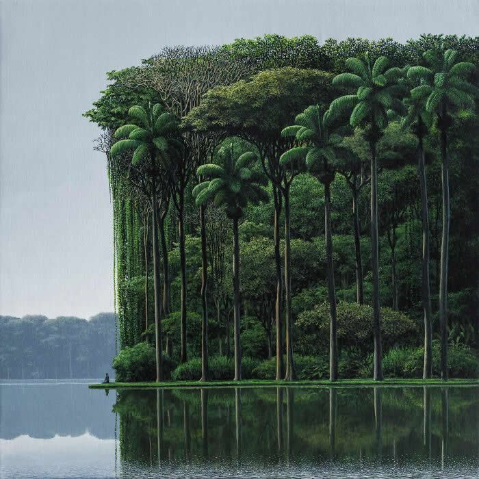 Pausa a la orilla - 2020, acrylic on linen - Landscape Paintings by Tomas Sanchez