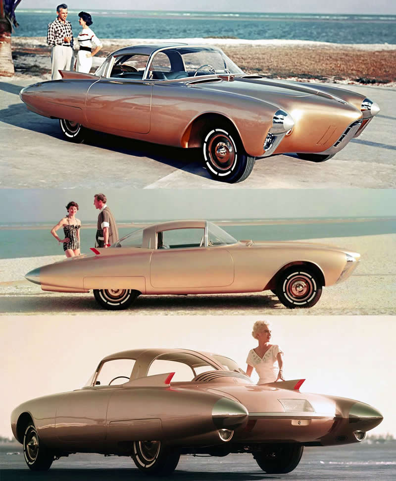 The Golden Rocket was a concept car debuted at the 1956 General Motors Motorama - Rare Historical Photos In Color
