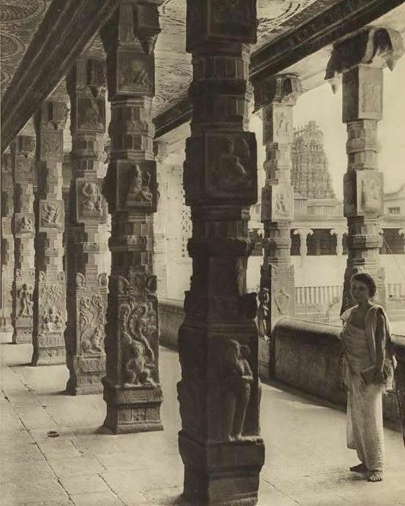1927- Hall of Pillars by the tank at the Great Temple— Madurai - Rare Historical Vintage Indian Photos