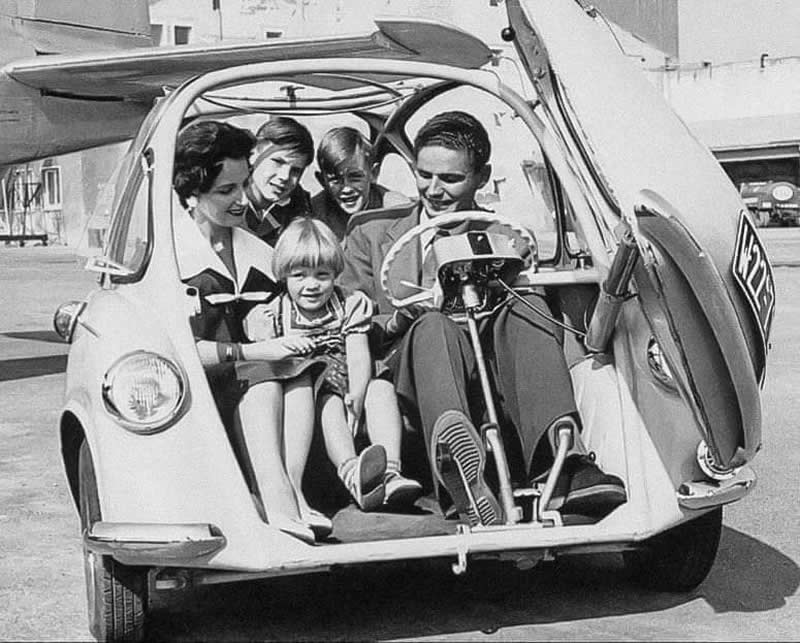 Heinkel Cabin Type-150 micro-car. Cologne, Germany. 1954 - Rare Historical Vintage Photos