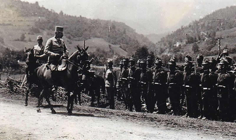 Austrian Archduke Franz Ferdinand inspecting his troops during military maneuvers, on June 27, 1914 in Sarajevo. - Rare Historical Vintage Photos