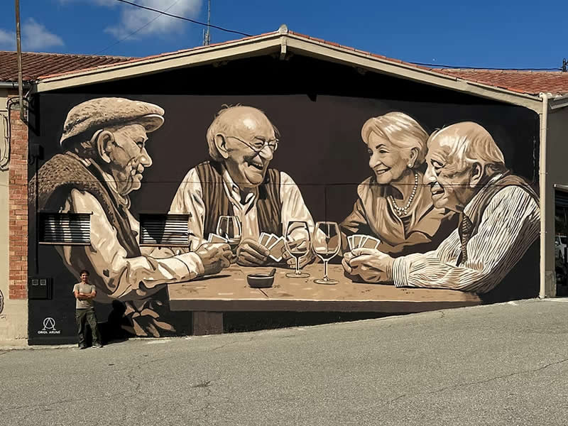 L'Amistat (Friendship), Sant Antol&iacute; i Vilanova - Big Wall Mural Paintings by Oriol Arumi