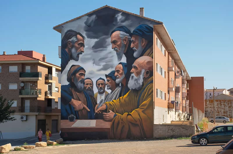 Caspe "El Comprom&iacute;s" - Big Wall Mural Paintings by Oriol Arumi