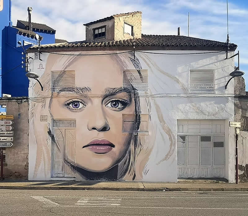 Bin&eacute;far - Big Wall Mural Paintings by Oriol Arumi