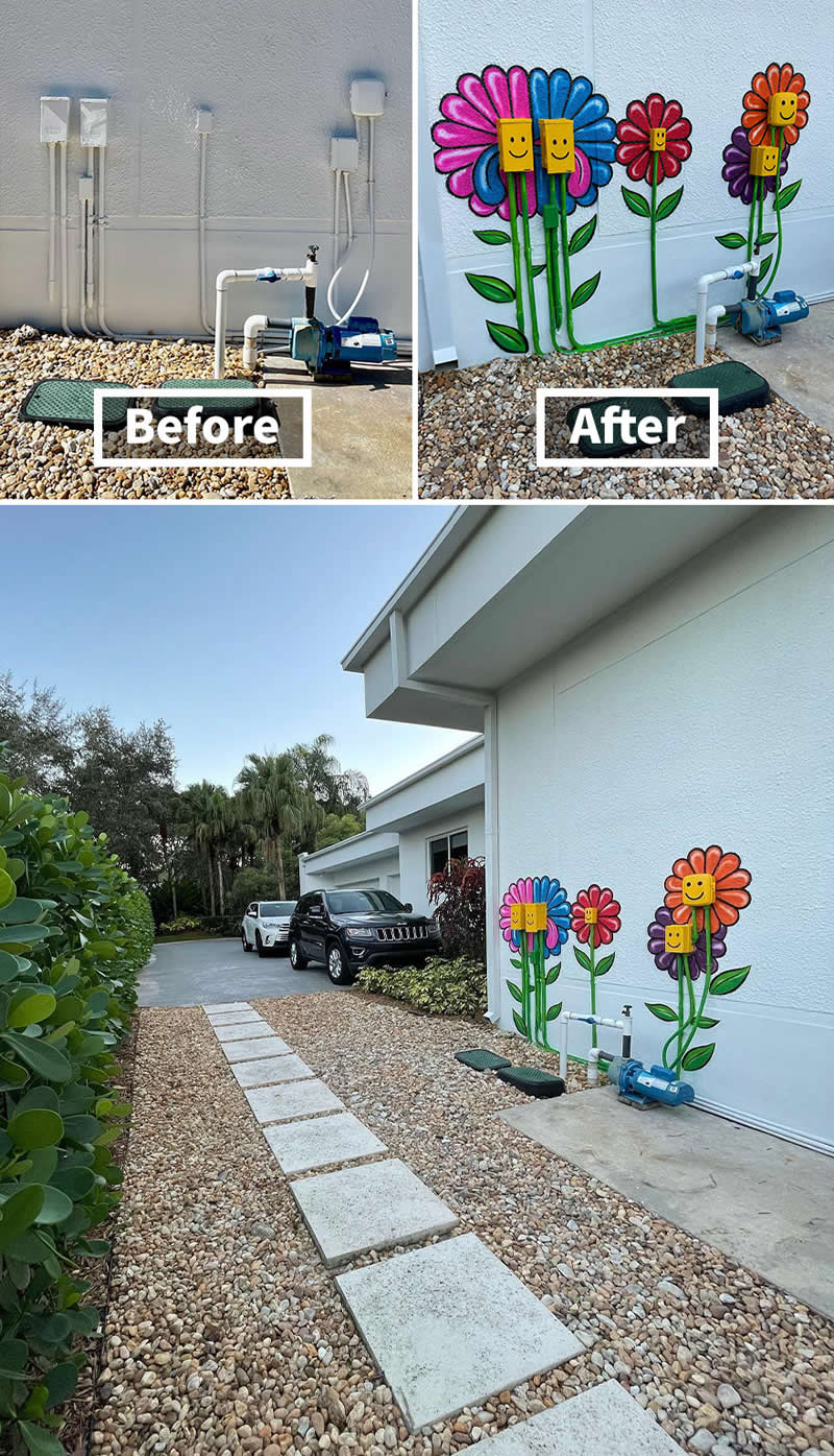 Flower Garden, Pinecrest, Miami, Florida - Street Artist Tom Bob Turned Ordinary City Objects Into Pure Urban Magic