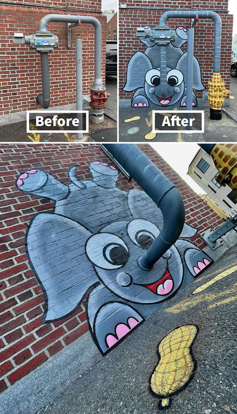 Elephant, Boston, Massachusetts - Street Artist Tom Bob Turned Ordinary City Objects Into Pure Urban Magic