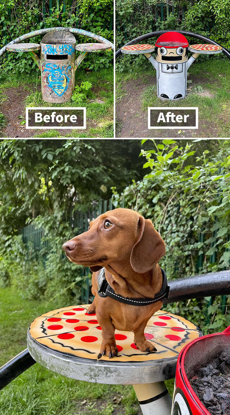 Pizza Time, Bristol England - Street Artist Tom Bob Turned Ordinary City Objects Into Pure Urban Magic