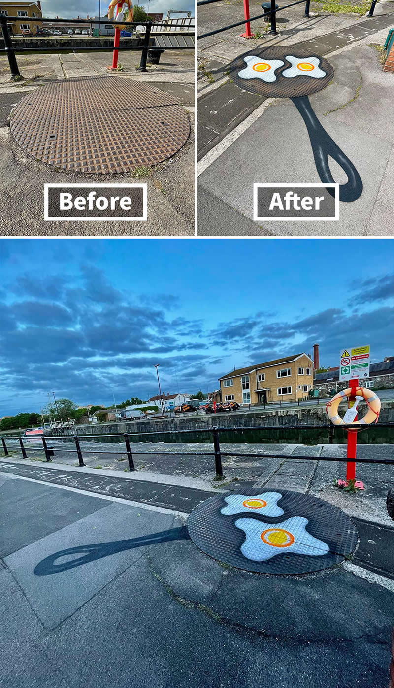 Eggs Over Easy, Bristol, England - Street Artist Tom Bob Turned Ordinary City Objects Into Pure Urban Magic