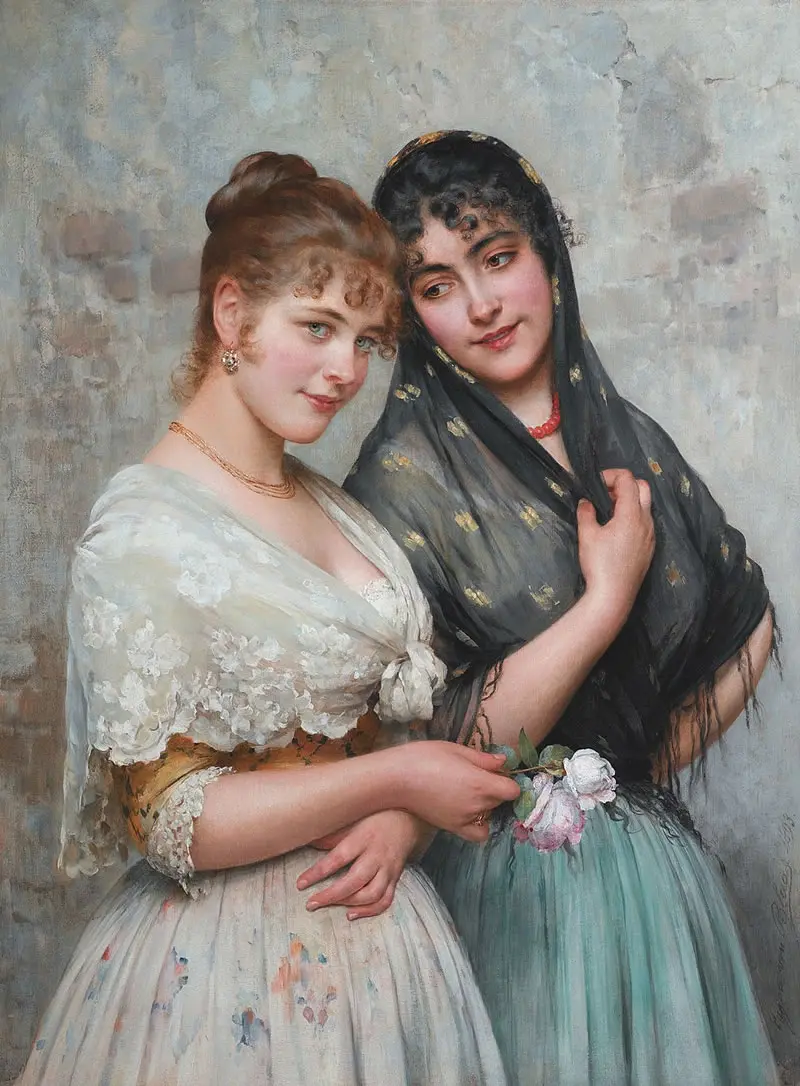 Eugene de Blaas: Venice’s Maestro of Color, Charm & Everyday Elegance 21 Two Venetian Women - Italian Master Painter Eugene de Blaas