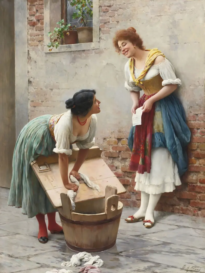 Eugene de Blaas: Venice’s Maestro of Color, Charm & Everyday Elegance 25 Sharing the News - Italian Master Painter Eugene de Blaas