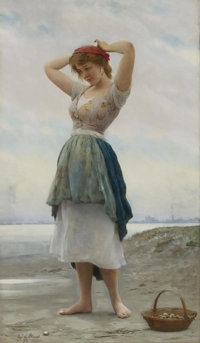 Eugene de Blaas: Venice’s Maestro of Color, Charm & Everyday Elegance 35 On the Beach - Italian Master Painter Eugene de Blaas