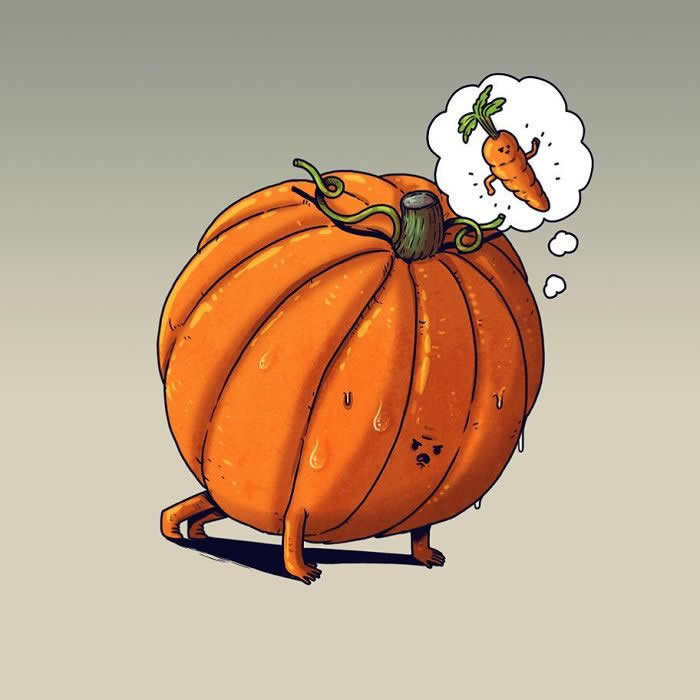 Hilarious Illustrations by Alex Solis Showing Fruits and Veggies Dealing With Very Human Problems