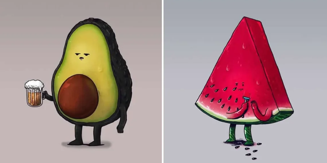 fruits veggies hilarious illustrations alex solis