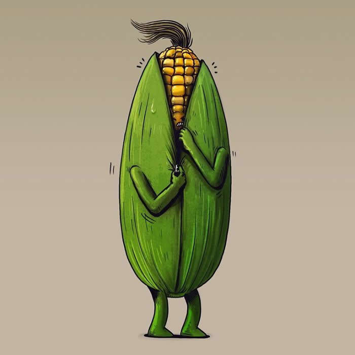Hilarious Illustrations by Alex Solis Showing Fruits and Veggies Dealing With Very Human Problems
