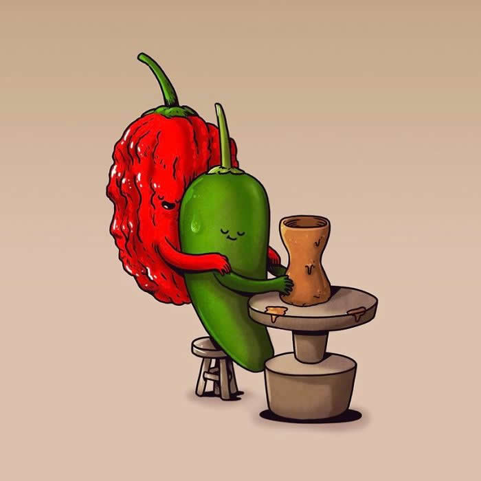 Hilarious Illustrations by Alex Solis Showing Fruits and Veggies Dealing With Very Human Problems