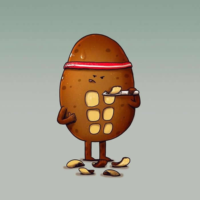 Hilarious Illustrations by Alex Solis Showing Fruits and Veggies Dealing With Very Human Problems