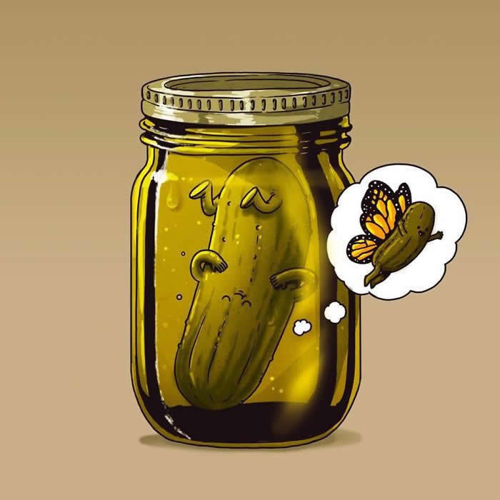 Hilarious Illustrations by Alex Solis Showing Fruits and Veggies Dealing With Very Human Problems