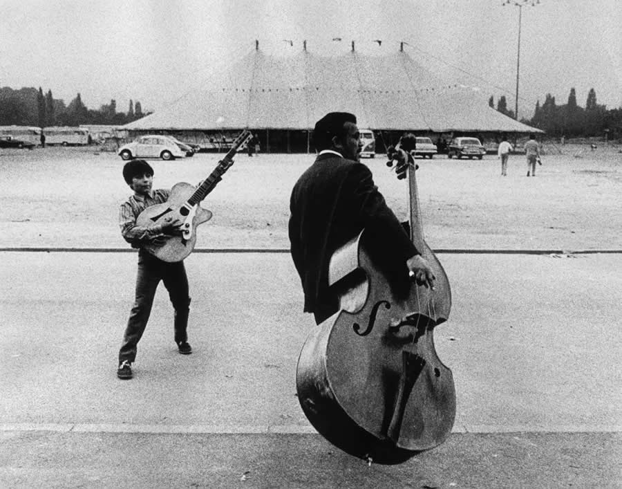 Man and boy with musical instrument - 1969 - Abisag Tullmann Master Legendary Photographer