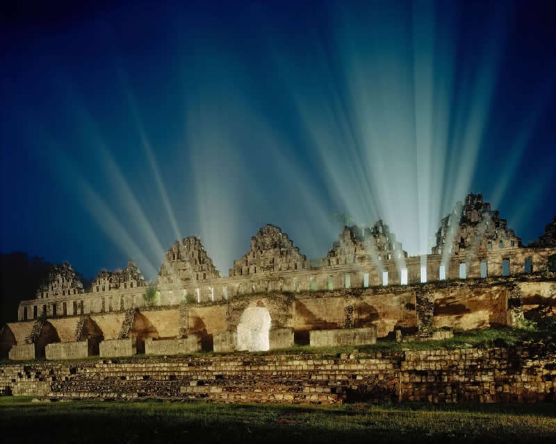 Light shines through the Maya ruins of El Palomar, or the House of the Doves, in Yucatán, Mexico by Simon Norfolk - Most Iconic Photos From the National Geographic Archives