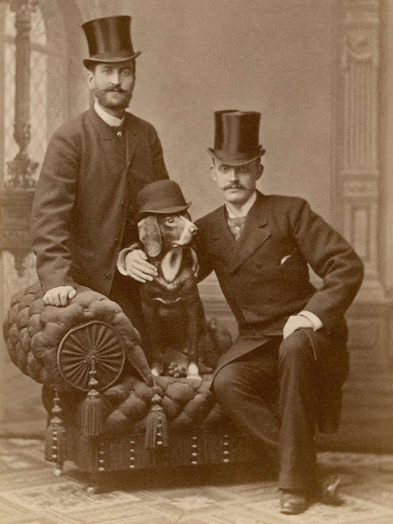 Two well-dressed gents and their equally dapper dog in Stockholm, Sweden, ca. 1880s - Old Photos That Capture Rare and Forgotten Moments in History