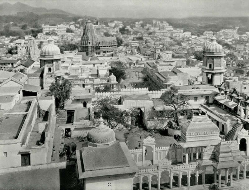 View of the Town of Udaipur - Rajasthan, India - 1920s - Rare Old Photos of India