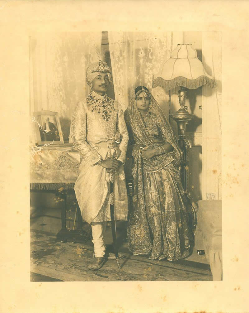 Indian Upper Class Couple Posing for a Studio Portrait - 1920s - Rare Old Photos of India