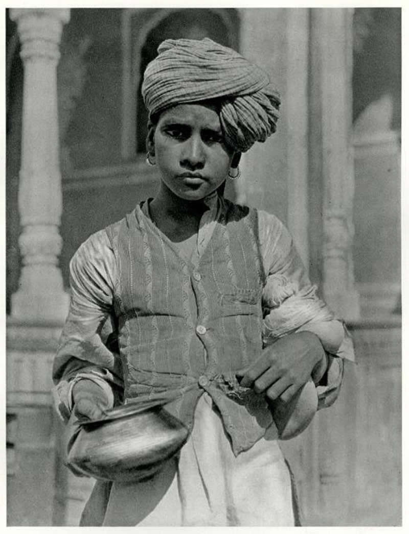 Portrait of a Young Boy in the Street of Jaipur, Rajasthan - 1920s - Rare Old Photos of India