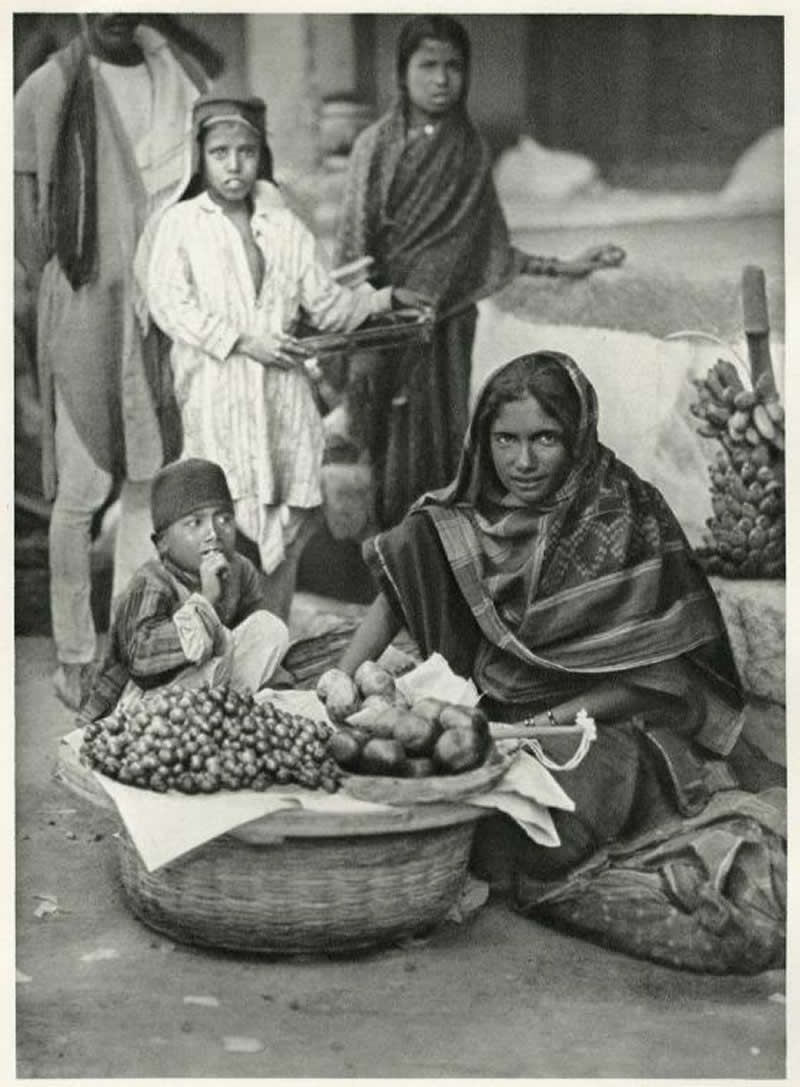 Street Fruit Vendor in Hyderabad, Deccan, India 1920s - Rare Old Photos of India