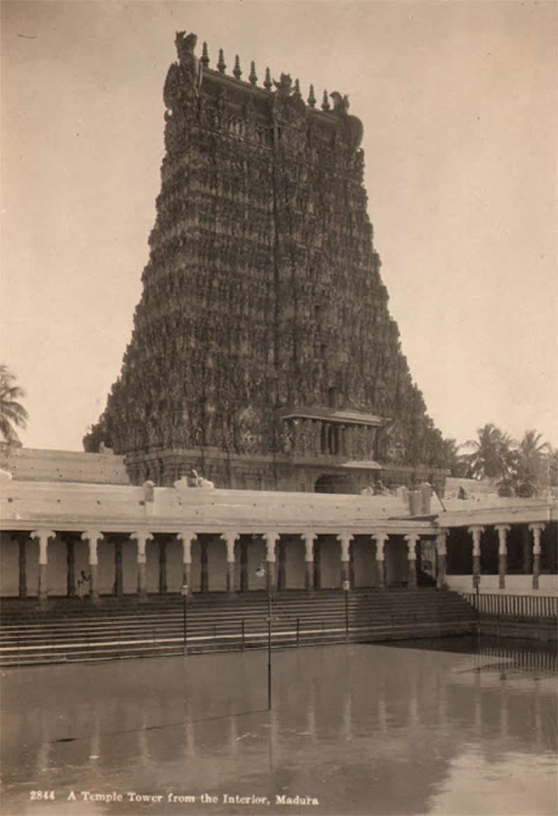 A Temple Tower from the Interior, Madura, Tamil Nadu - 1920s - Rare Old Photos of India