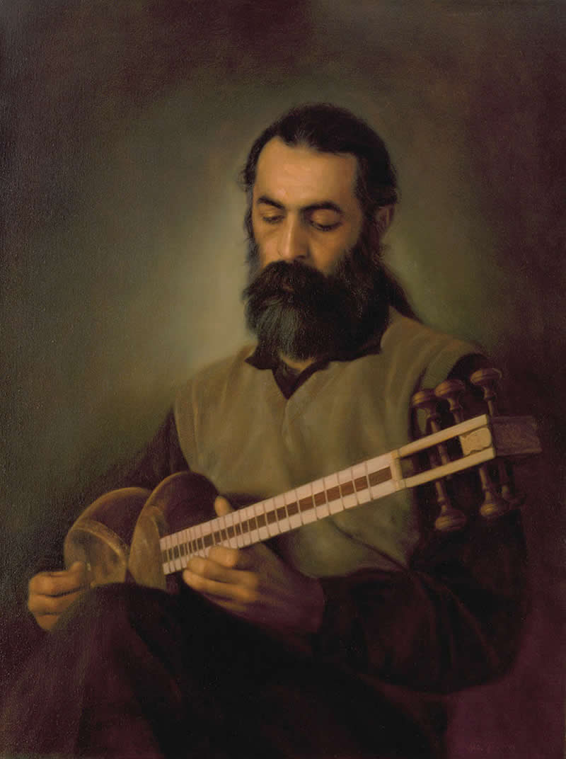 A Tar Player, 1998 - Oil on canvas, 80 x 60 cm - Iran Realist Painter Iman Maleki