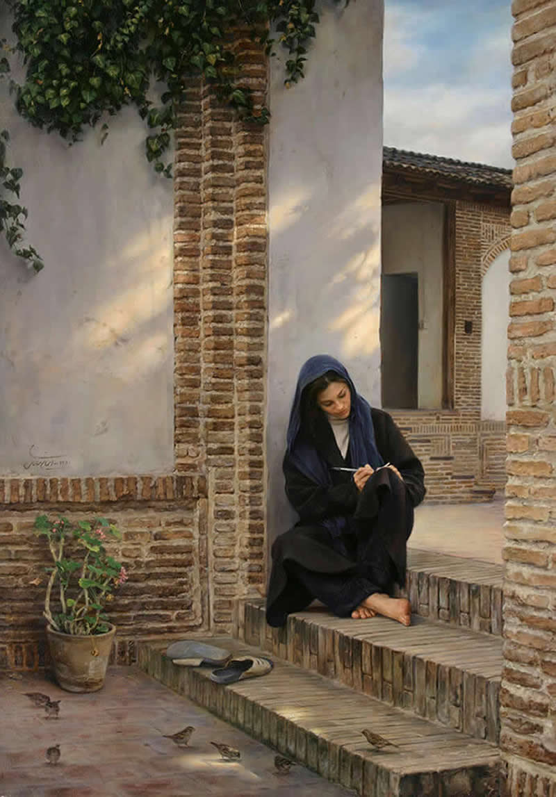 Memory of that House, 2001 - Oil on canvas, 83 x 58 cm - Iran Realist Painter Iman Maleki