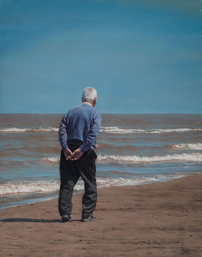 Alone With Sea, 2008 - Oil on canvas, 89 x 70 cm - Iran Realist Painter Iman Maleki