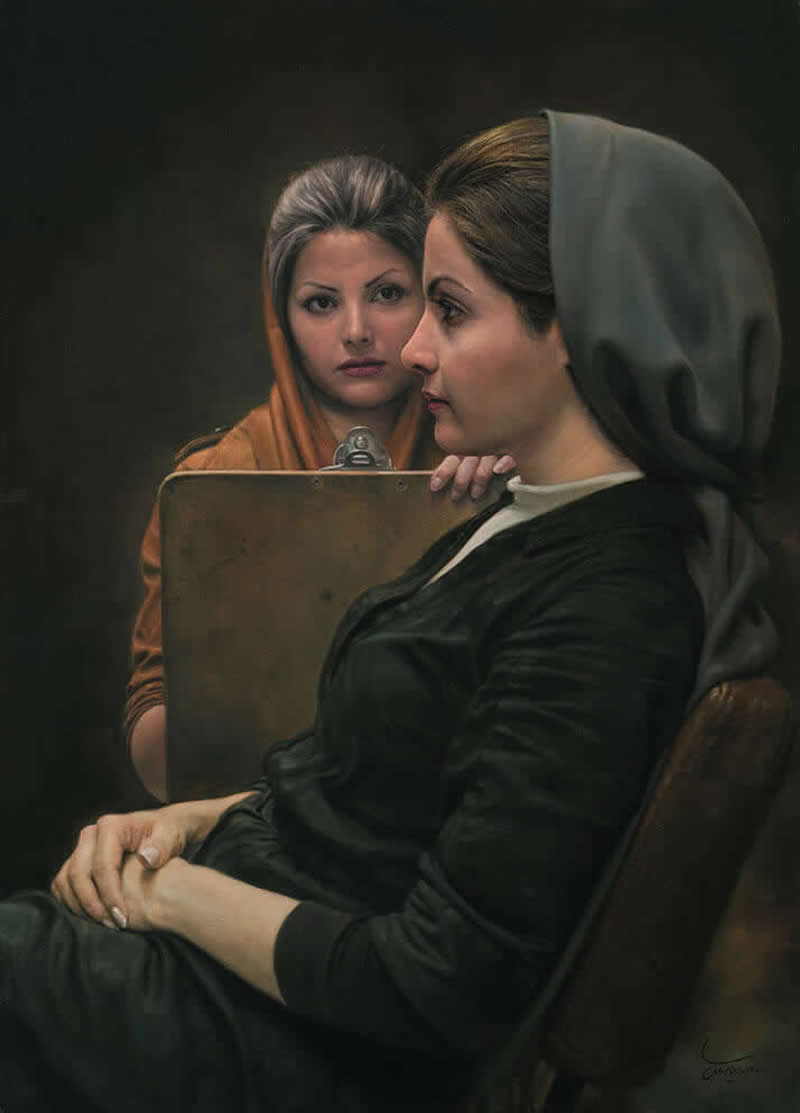 Challenge, 2009 - Oil on canvas, 83 x 60 cm - Iran Realist Painter Iman Maleki