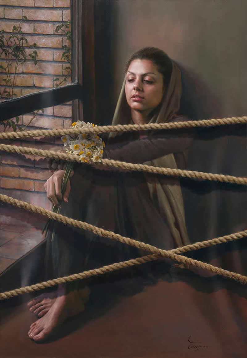 A Little Hope, 2013 - Oil on canvas, 115 x 80 cm - Iran Realist Painter Iman Maleki