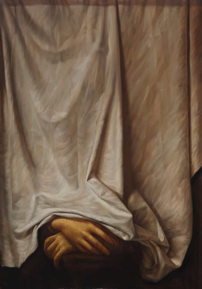 Unstable Cover, 1995 - Oil on canvas, 100 x 70 cm - Iran Realist Painter Iman Maleki