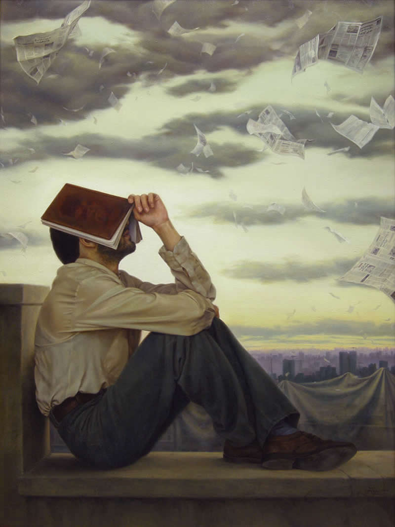 Dizziness, 1998 - Oil on canvas, 100 x 75 cm - Iran Realist Painter Iman Maleki