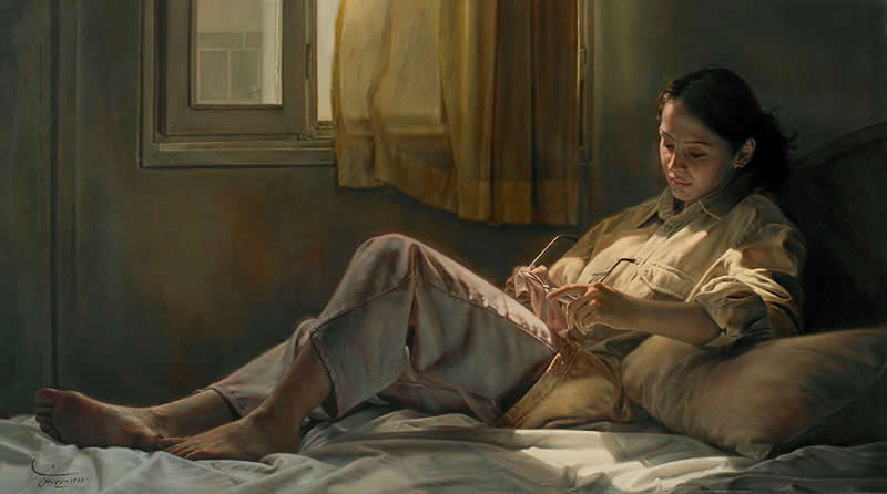 Sunlight, 2004 - Oil on canvas, 107.5 x 60 cm - Iran Realist Painter Iman Maleki