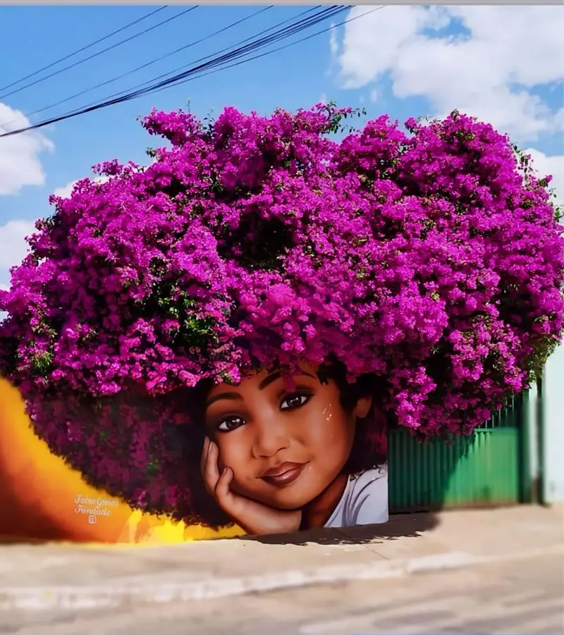 Bougainvillea Dreams Street Art Wall Murals by Fabio Gomes