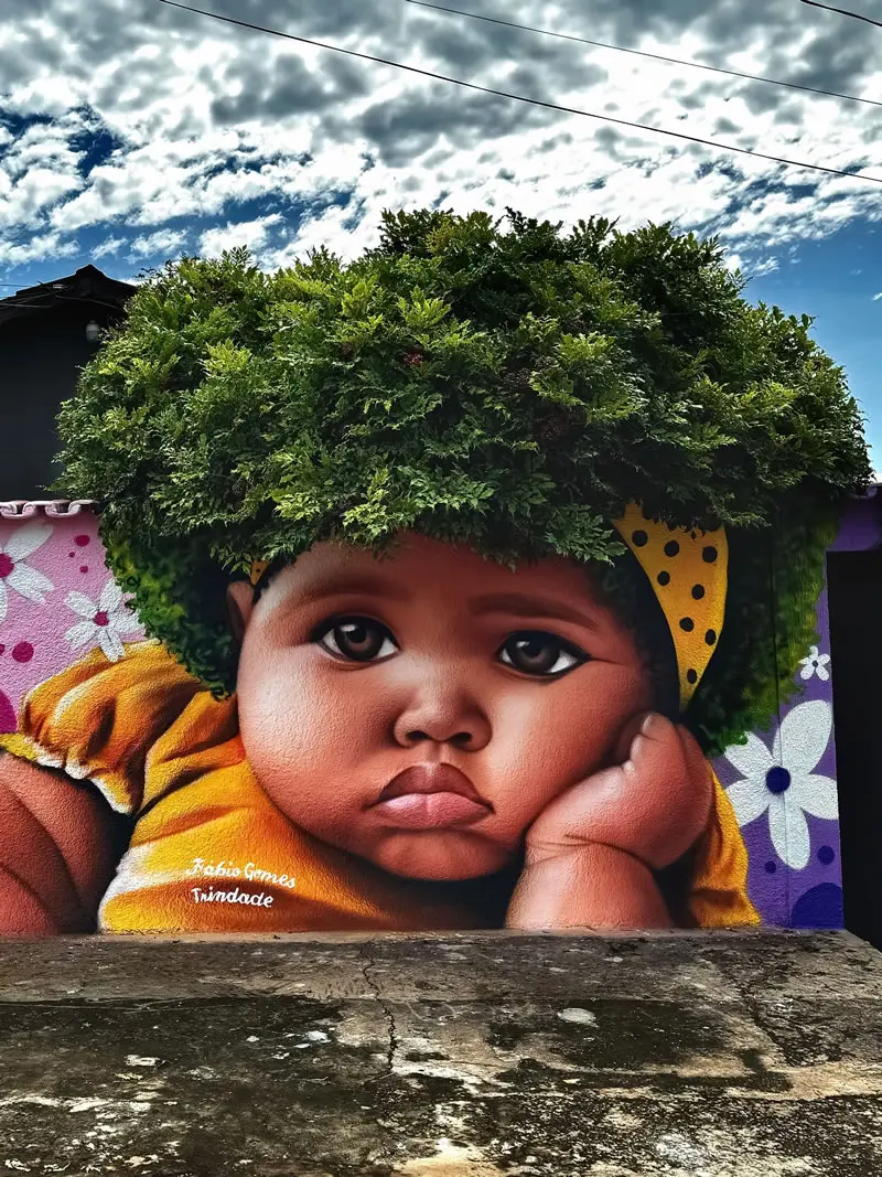 Quiet Thoughts Beneath a Living Crown Street Art Wall Murals by Fabio Gomes