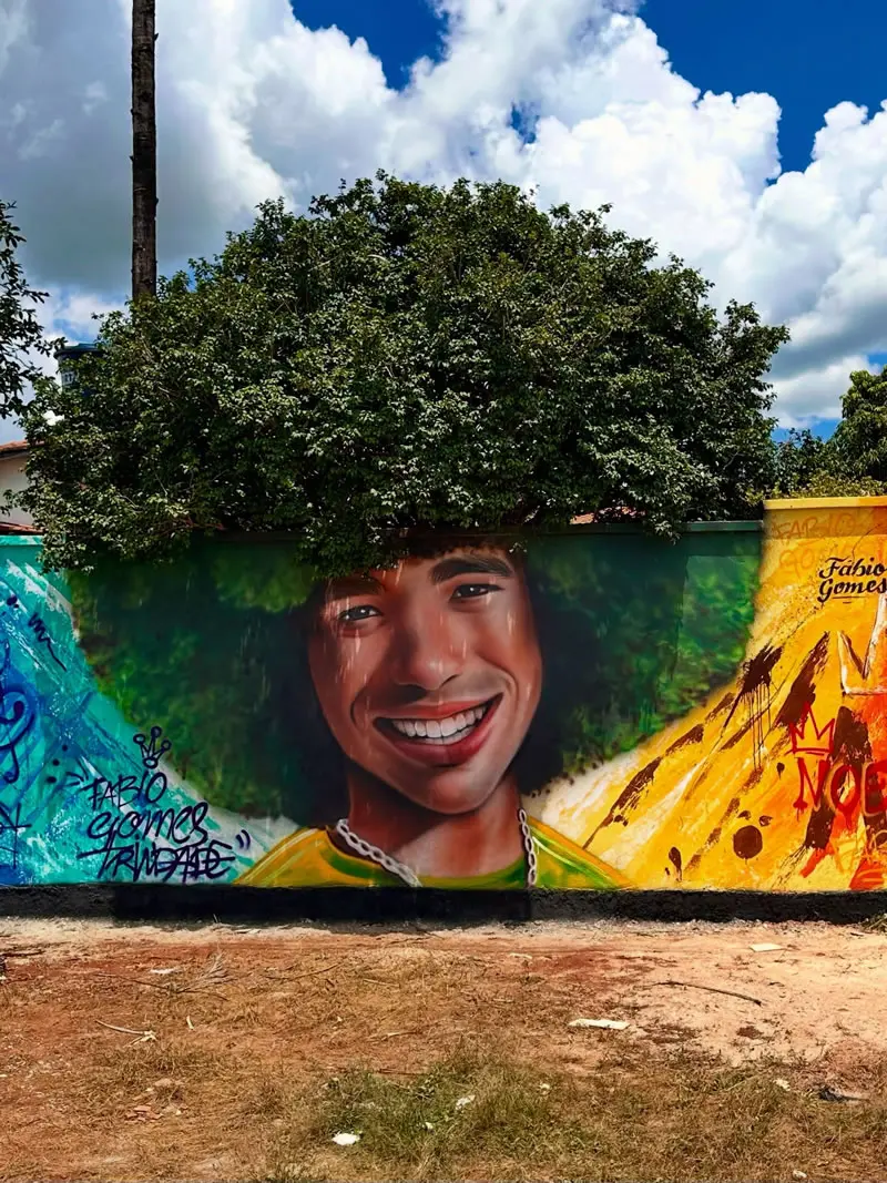 A Smile Rooted in the Earth Street Art Wall Murals by Fabio Gomes