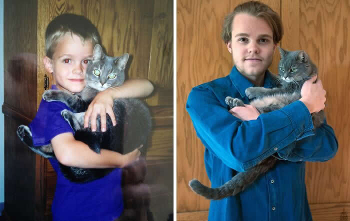 My Cat's 19th Birthday Today! Kindergarten To Sophomore Year Of College - Adorable Photos of Pets with Humans