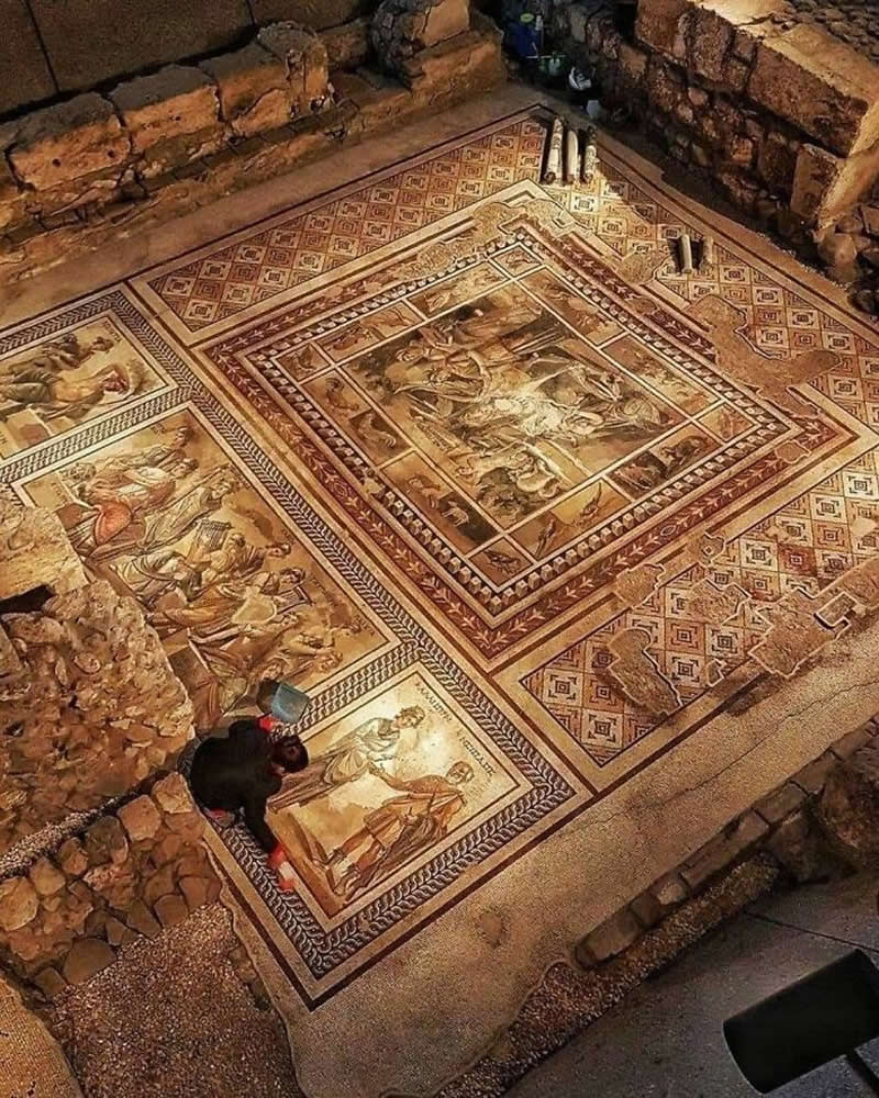 The world&rsquo;s largest preserved mosaic, opened to visitors in 2019 in Antakya, T&uuml;rkiye, within the newly constructed Antakya Museum Hotel. 