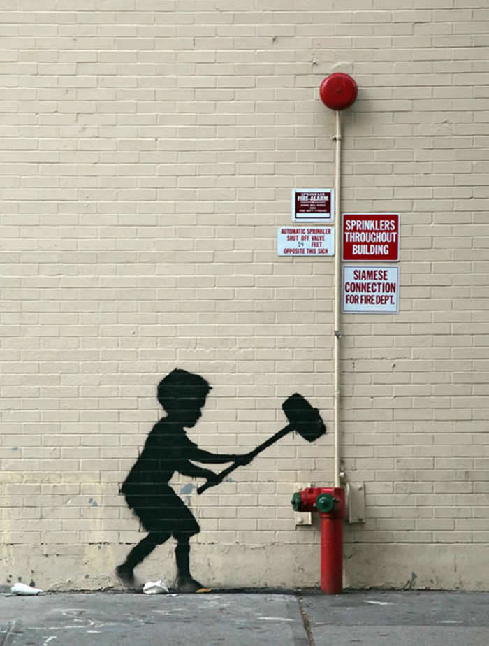 Fire Hydrant Smash: A Kid&rsquo;s Rebellion Against the System - Clever Street Art Photos